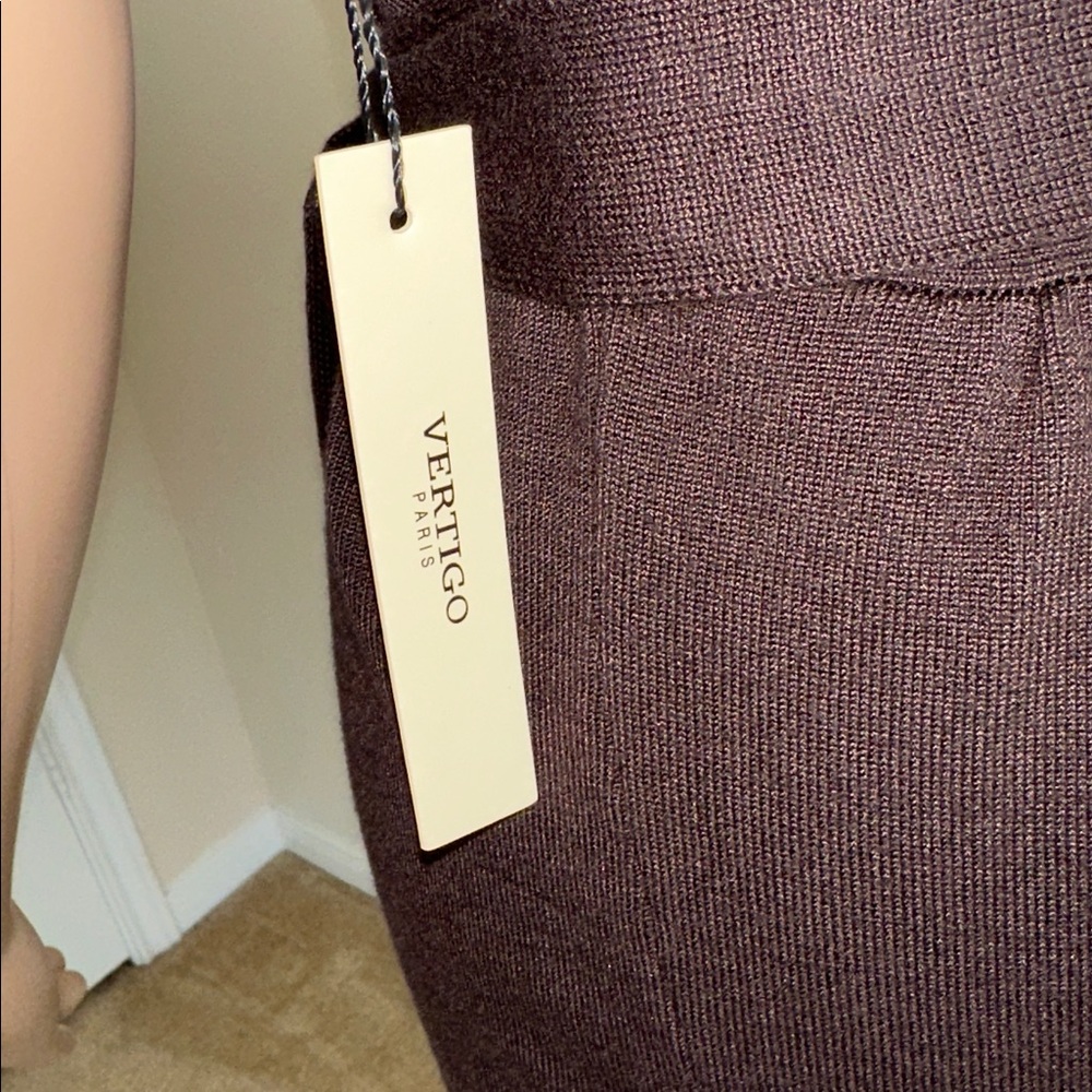NWT Vertigo Paris Coffee Bean Color Knit Cadigan Sweater Sz.M. - Picture 6 of 15